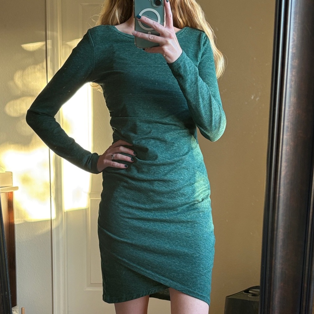 Long Sleeve Green Bodycon Dress